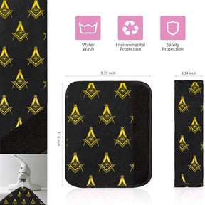 Master Mason Blue Lodge Seatbelt Cover - White & Gold - Bricks Masons