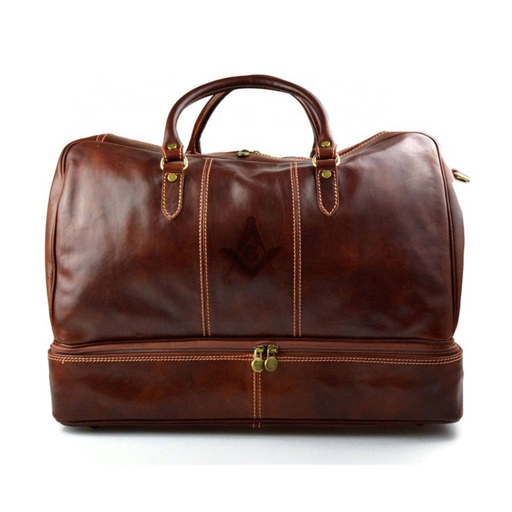 Master Mason Blue Lodge Travel Bag - Light Brown - Bricks Masons