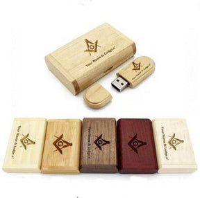 Master Mason Blue Lodge USB Flash Drives - Various Wood Colors - Bricks Masons
