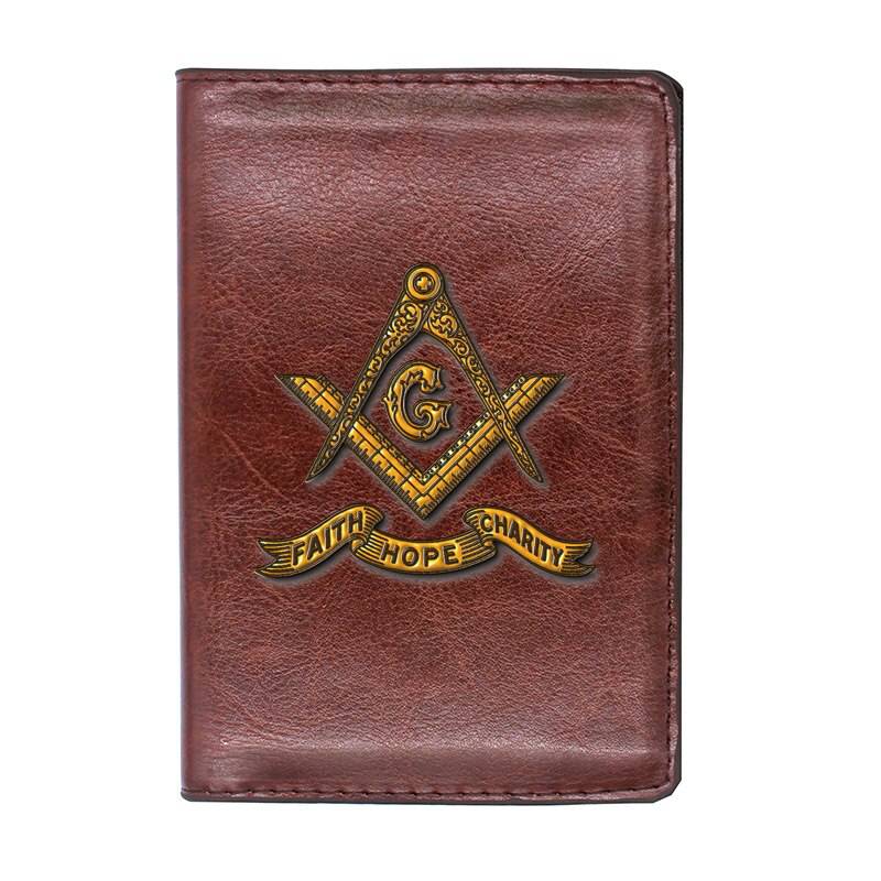 Master Mason Blue Lodge Wallet - Credit Card Holder (Black/Brown) - Bricks Masons