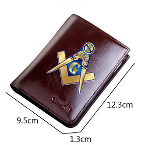 Master Mason Blue Lodge Wallet - With Credit Card Holder Leather (Black/Coffee) - Bricks Masons