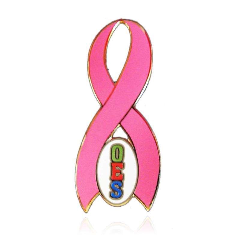 OES Lapel Pin - Breast Cancer Awareness Ribbon - Bricks Masons