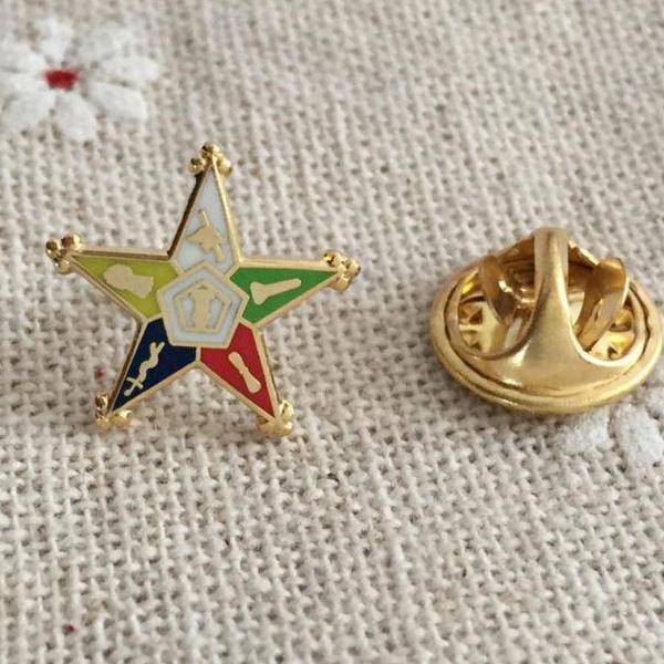 OES Lapel Pin - Gold Metal - Bricks Masons