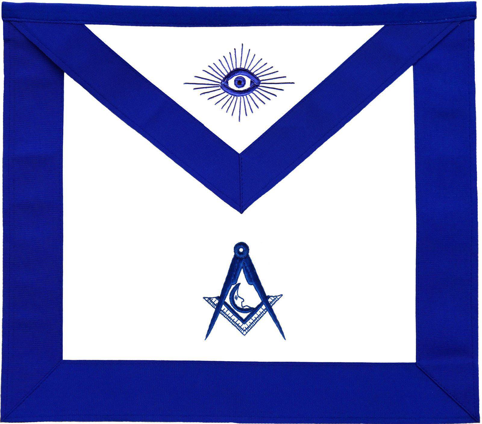 Officers Blue Lodge Officer Apron Set - Blue Ribbon Machine Embroidery (Set of 19) - Bricks Masons