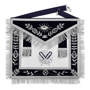 Officers Blue Lodge Officer Apron Set - Navy Velvet Machine Embroidery (Set of 14) - Bricks Masons
