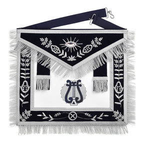 Officers Blue Lodge Officer Apron Set - Navy Velvet Machine Embroidery (Set of 14) - Bricks Masons