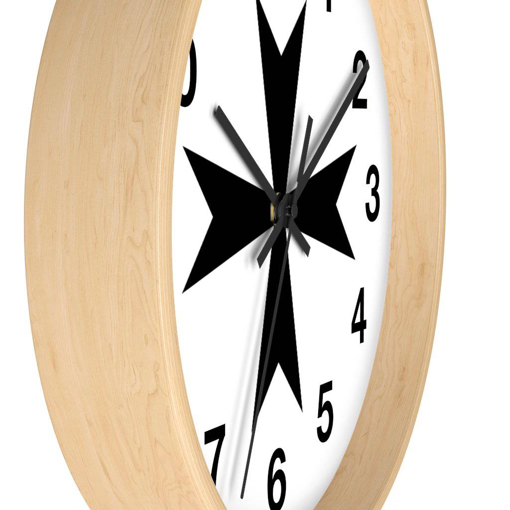 Order Of Malta Clock - Wooden Frame - Bricks Masons