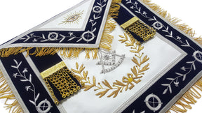 Past Master Blue Lodge Apron - Navy Blue with Wreath - Bricks Masons