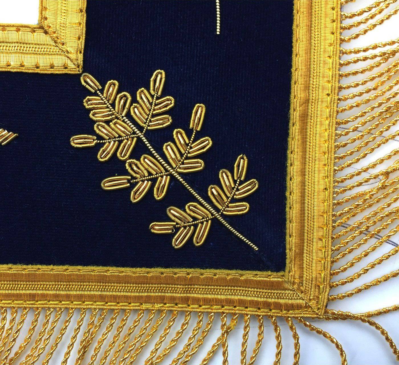 Past Master Blue Lodge Apron - Royal Navy Velvet with Gold Fringe - Bricks Masons