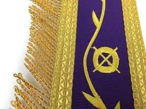 Past Master Blue Lodge Apron - White & Purple with Gold Machine Embroidery - Bricks Masons