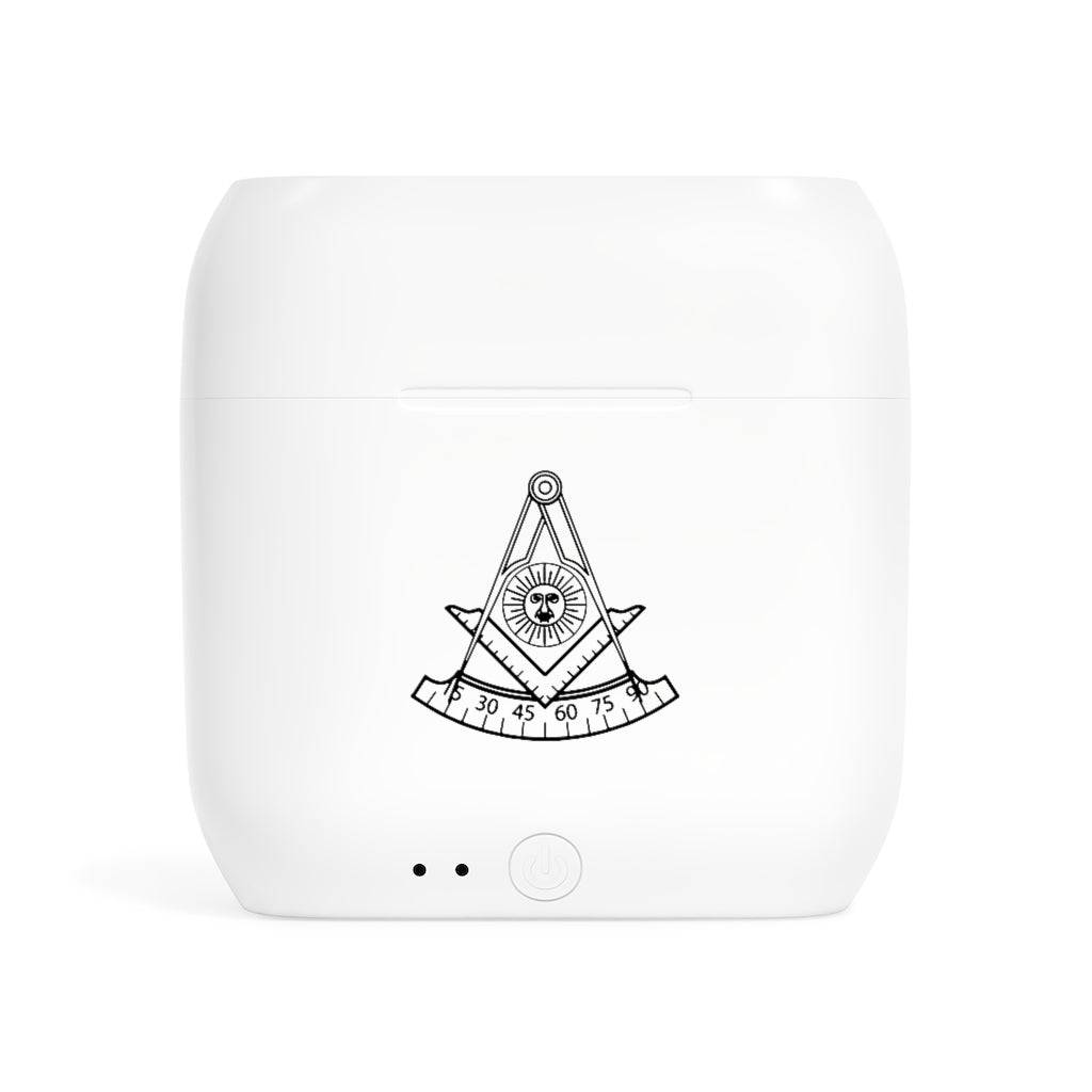 Past Master Blue Lodge Earbud - White - Bricks Masons