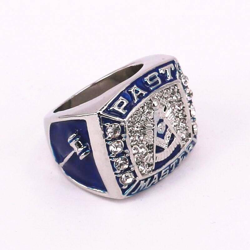 Past Master Blue Lodge Ring - Zirconia with Velvet Box - Bricks Masons