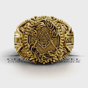 Meister-Freimaurer-Ring der Blauen Loge – Winkelmaß und Zirkel, verschiedene Töne