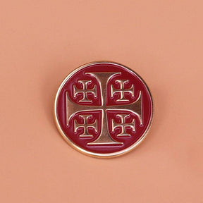 Knights Templar Commandery Lapel Pin - Red Jerusalem Solomon's Temple