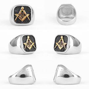 Master Mason Blue Lodge Ring - Square & Compass G High Quality Stainless Steel