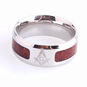 Master Mason Blue Lodge Ring - Wood Texture Stainless Steel