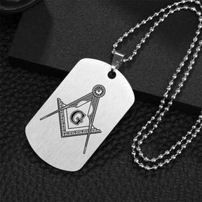 Master Mason Blue Lodge Necklace - Square & Compass G Stainless Steel