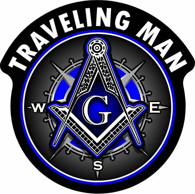 Master Mason Blue Lodge Sticker Decal - Square & Compass G "Traveling Man"