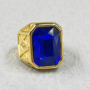 Master Mason Blue Lodge Ring - Large Stone Various Colors