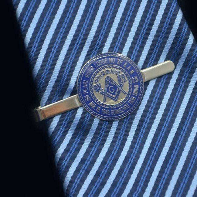 Master Mason Blue Lodge Tie Bar - Pearl River Lodge NO.3