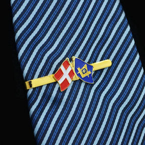 Master Mason Blue Lodge Tie Bar - Square and Compass G With Danish Flag