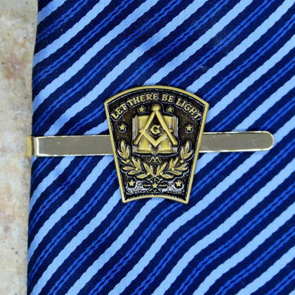 Master Mason Blue Lodge Tie Clip - Antique Bronze LET THERE BE LIGHT