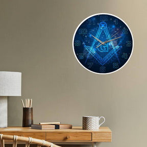 Master Mason Blue Lodge Clock - Square and Compass G Mute Digital LED