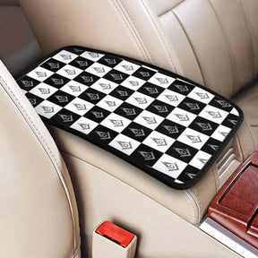 Master Mason Blue Lodge Car Armrest - Square and Compass G Checkered