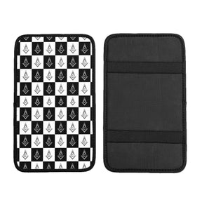 Master Mason Blue Lodge Car Armrest - Square and Compass G Checkered