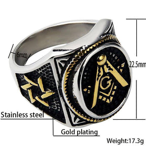 Master Mason Blue Lodge Ring - Square & Compass Signet [Multiple Colors]