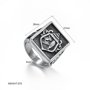 Master Mason Blue Lodge Ring - Silver Titanium Steel