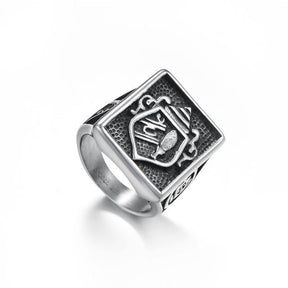 Master Mason Blue Lodge Ring - Silver Titanium Steel