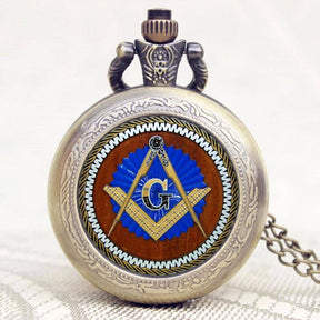 Master Mason Blue Lodge Pocket Watch - Compass and Square G Bronze