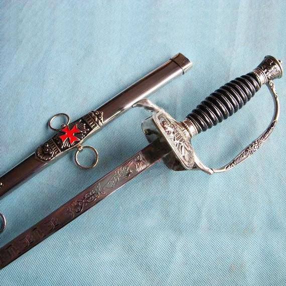 Knights Templar Commandery Sword - Red Cross Silver 35.6"