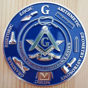 Master Mason Blue Lodge Car Emblem - Fortitude Prudence Temperance Justice Medallion