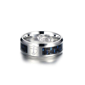 Knights Templar Commandery Ring - Shield Cross Black Blue Band