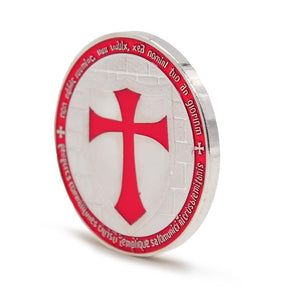 Knights Templar Commandery Coin - Wide Cross Shield Red