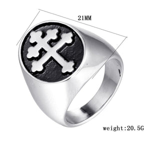 Knights Templar Commandery Ring - Cross Signet Silver