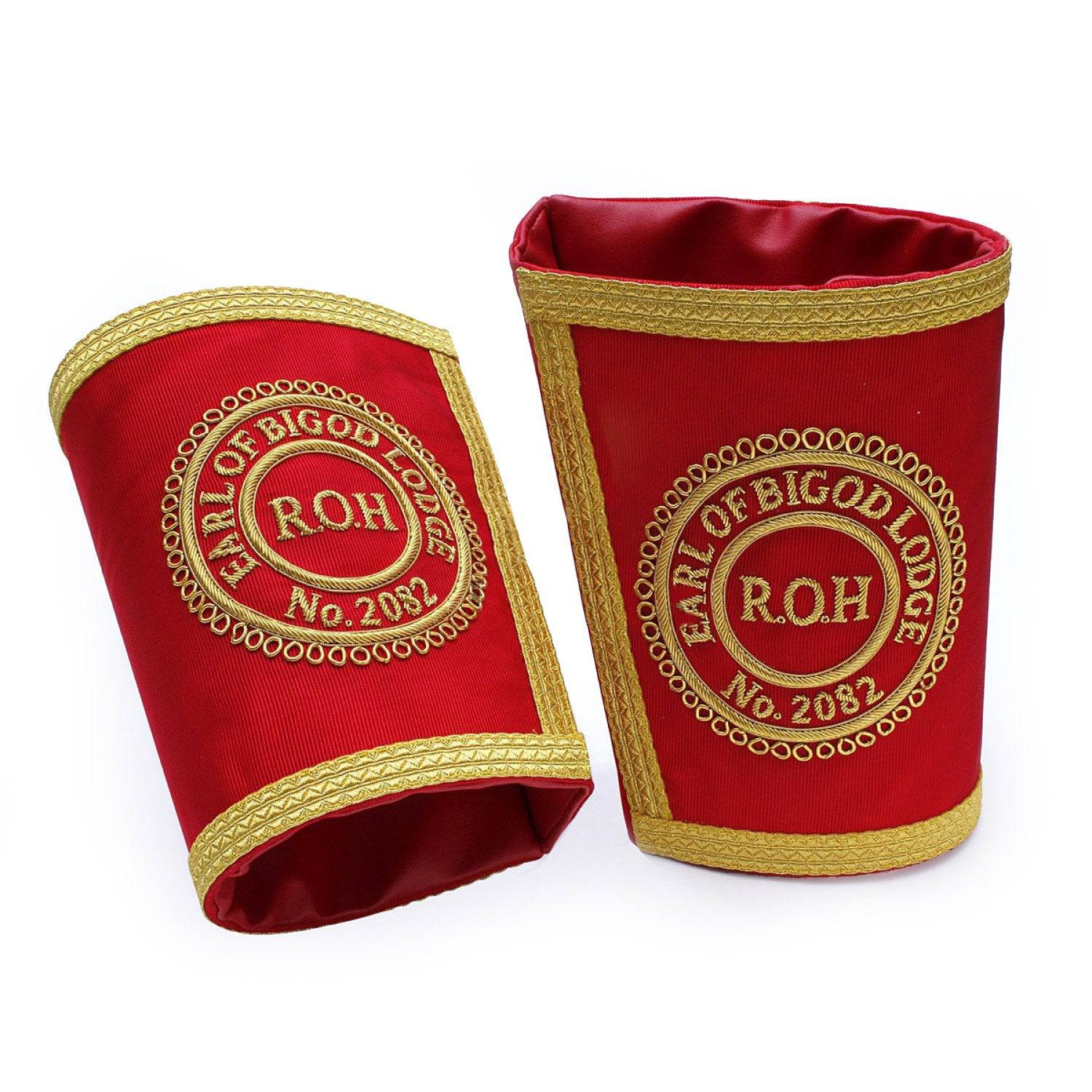R.A.O.B. Cuff - Red Hand Embroidered - Bricks Masons