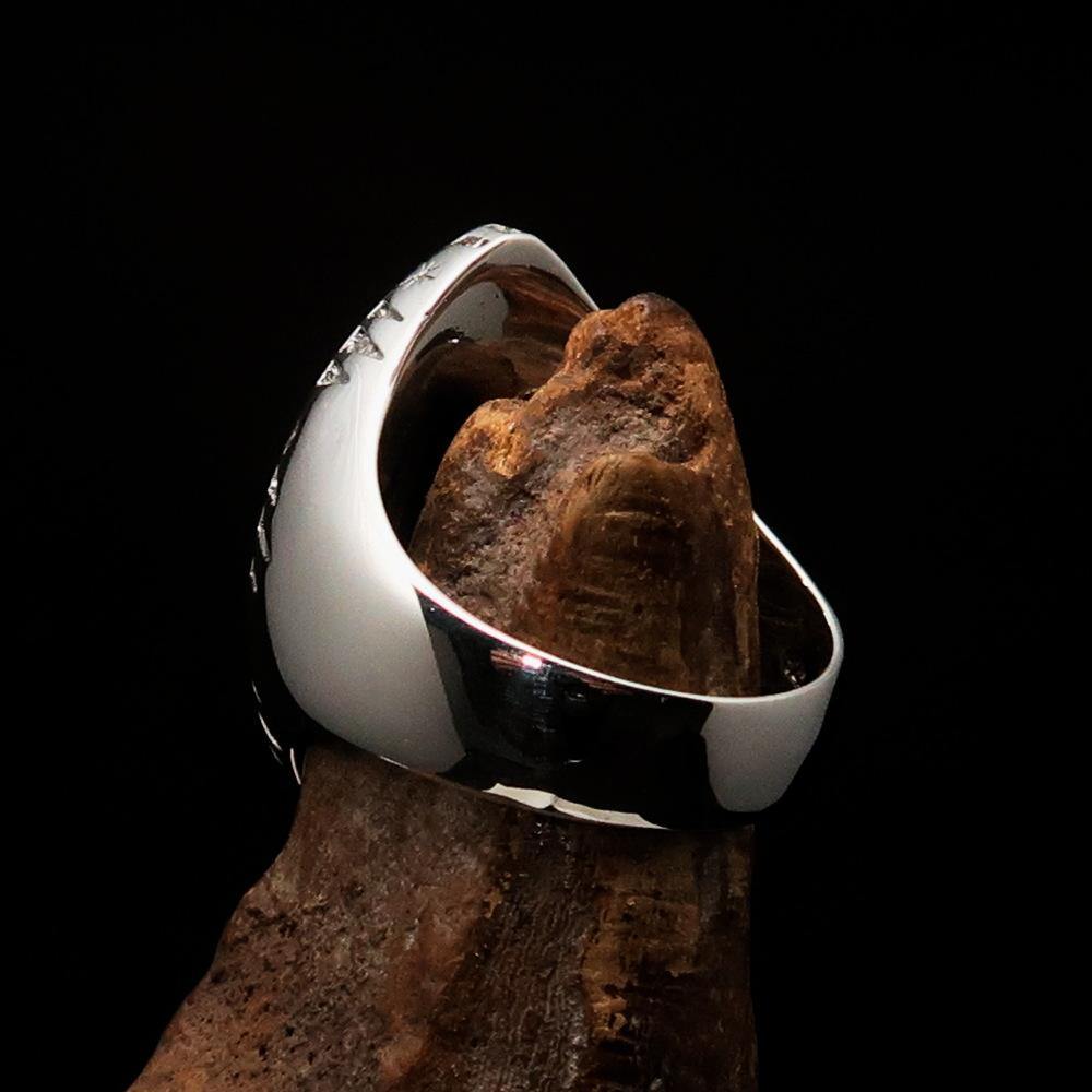 Red Cross Of Constantine Ring - Silver & Red Chi Rho Christogram Sterling Silver - Bricks Masons