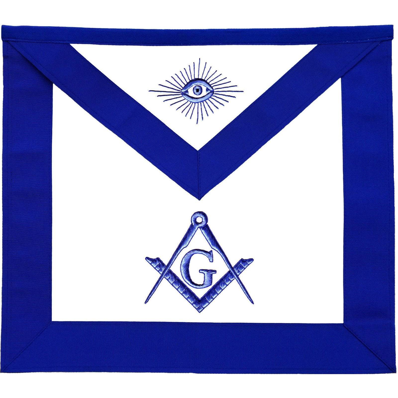 Master Mason Blue Lodge Apron - Square & Compass G Royal Blue