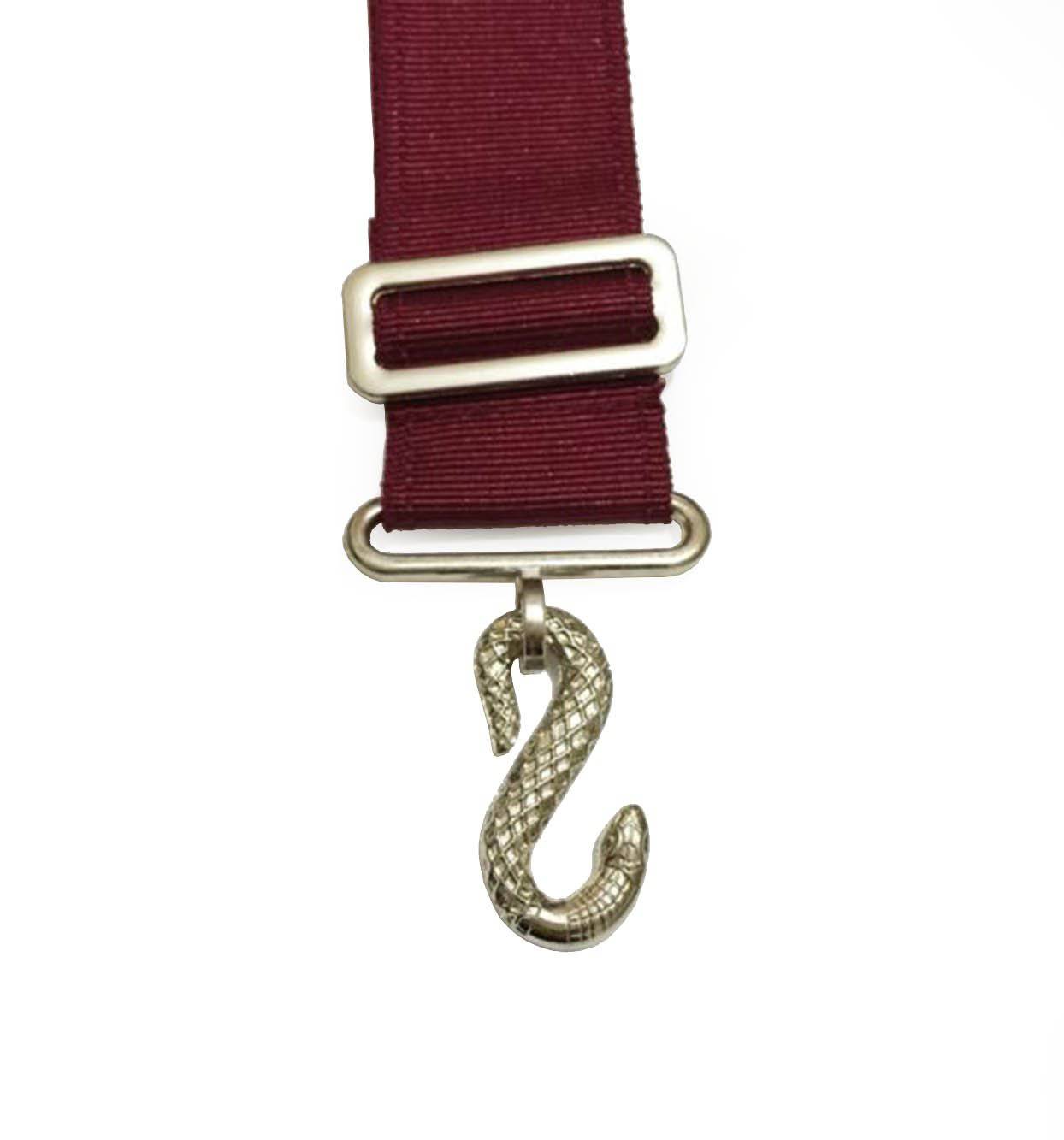 Masonic Apron Belt Extender - Red Belt with Silver/Gold Clasp