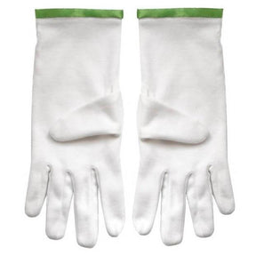 Scottish Master of St. Andrew Gloves - White Cotton with Green Borders - Bricks Masons