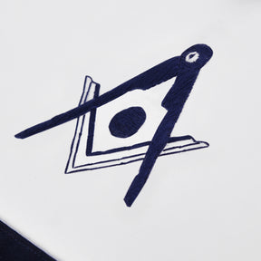 Senior Deacon Blue Lodge Officer Apron - Kenton Lodge Navy Velvet With Silver Embroidery Thread - Bricks Masons