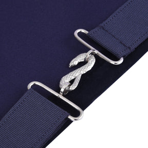 Senior Warden Blue Lodge Officer Apron - Dark Blue With Silver Hand Embroidery Bullion - Bricks Masons