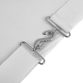 Senior Warden Blue Lodge Officer Apron - Hand Embroidery With White Fringe & Side Tabs - Bricks Masons