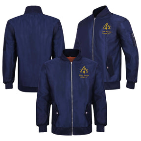 Council Jacket - Nylon Blue Color With Gold Embroidery - Bricks Masons
