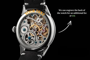 Master Mason Blue Lodge Wristwatch - Silver Skeleton & Green Leather Strap