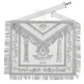 Past Master Blue Lodge Apron - Bullion With Wreath & Pillars - Bricks Masons