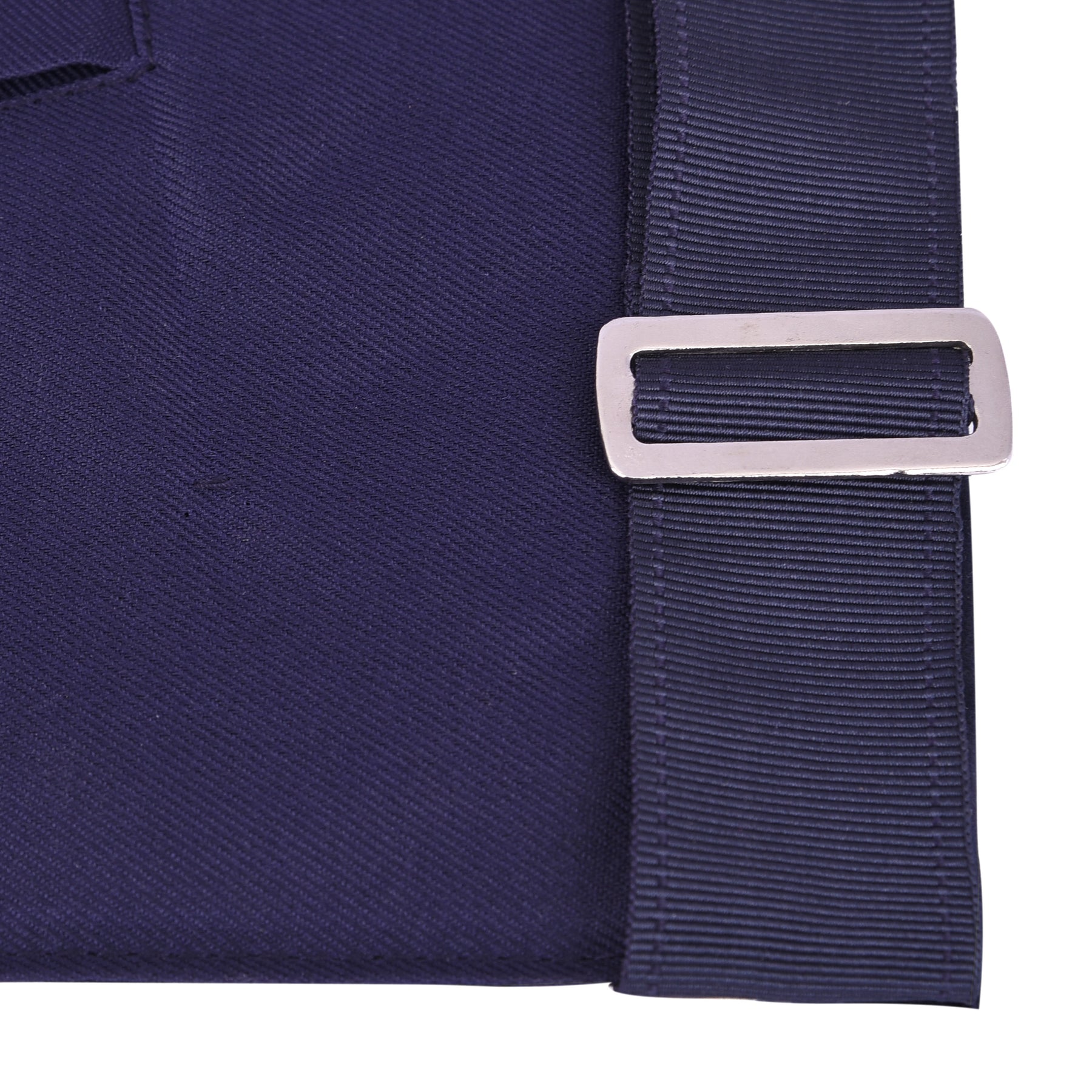 Tyler Blue Lodge Officer Apron - Kenton Lodge Navy Velvet With Silver Embroidery Thread - Bricks Masons